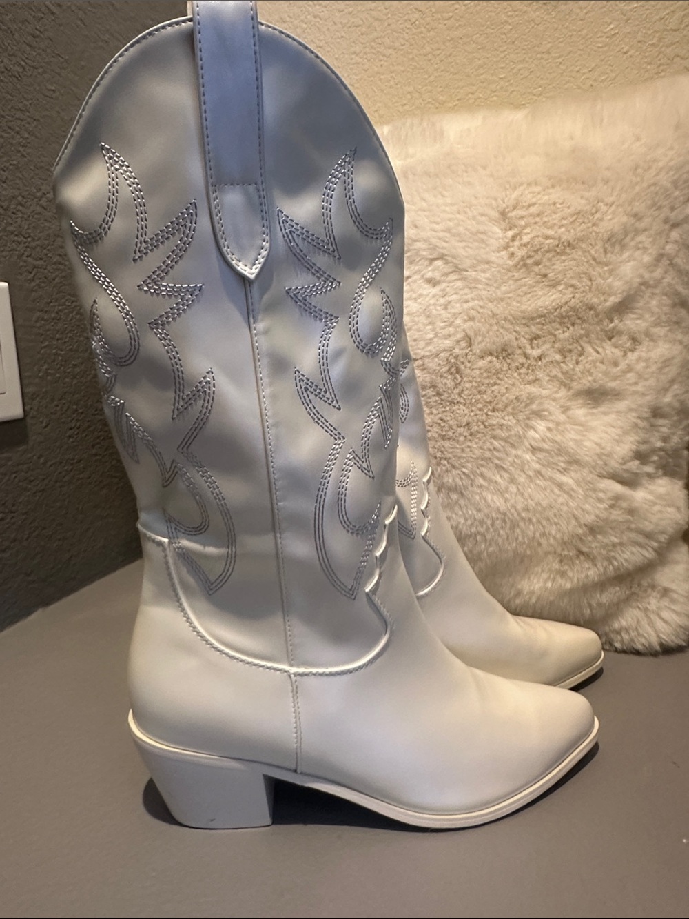 Iridescent White Western Boots